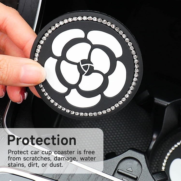 Car Water Cup Anti-skid Mat Door Slot Interior Modification Mat With diamond(Big Camellia) - Car Drink Holders by PMC Jewellery | Online Shopping South Africa | PMC Jewellery