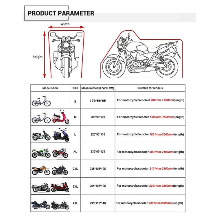 190T Motorcycle Rain Covers Dustproof Rain UV Resistant Dust Prevention Covers, Size: XXXXL(Black and Red) - Protective Gear by PMC Jewellery | Online Shopping South Africa | PMC Jewellery | Buy Now Pay Later Mobicred