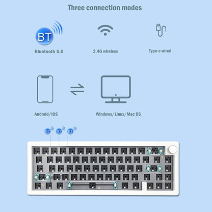 67 Keys Three-mode Customized DIY With Knob Mechanical Keyboard Kit Supports Hot Plug RGB Backlight, Color: Black - Other by PMC Jewellery | Online Shopping South Africa | PMC Jewellery | Buy Now Pay Later Mobicred