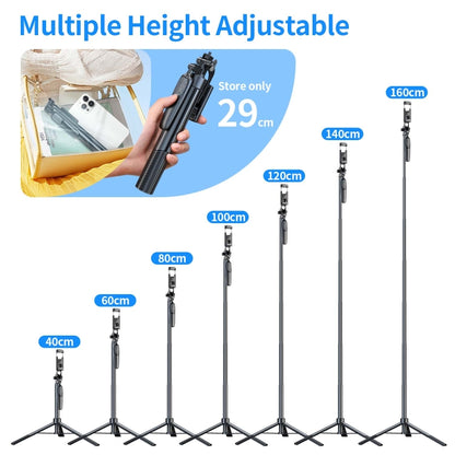 Pixel ST2 1.6m Anti Shake Selfie Stick Head Tripod Handheld Portable Folding Remote Control Outdoor Photo Stands(With Bluetooth Remote Control) - Selfie Sticks by Pixel | Online Shopping South Africa | PMC Jewellery | Buy Now Pay Later Mobicred