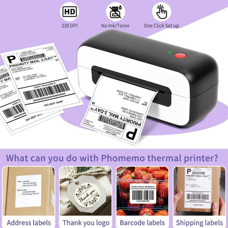 Phomemo PM246S Address Label Printer Thermal Paper Express E-Manifest Printer, Size: US(Pink) - Printer by Phomemo | Online Shopping South Africa | PMC Jewellery | Buy Now Pay Later Mobicred