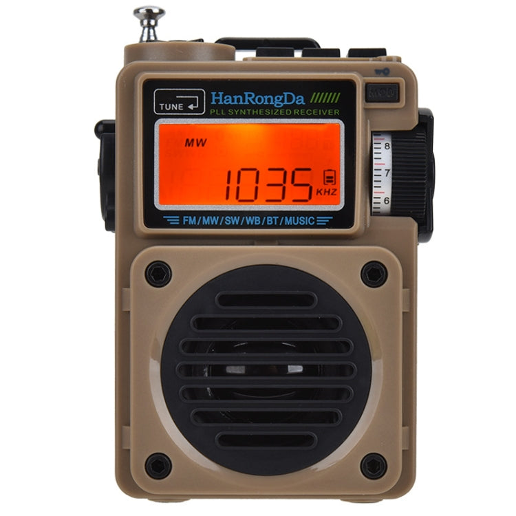 HanRongda HRD-701 Portable Full Band Radio Subwoofer Bluetooth TF Card Digital Display Radio(Khaki) - Radio Player by HanRongda | Online Shopping South Africa | PMC Jewellery | Buy Now Pay Later Mobicred