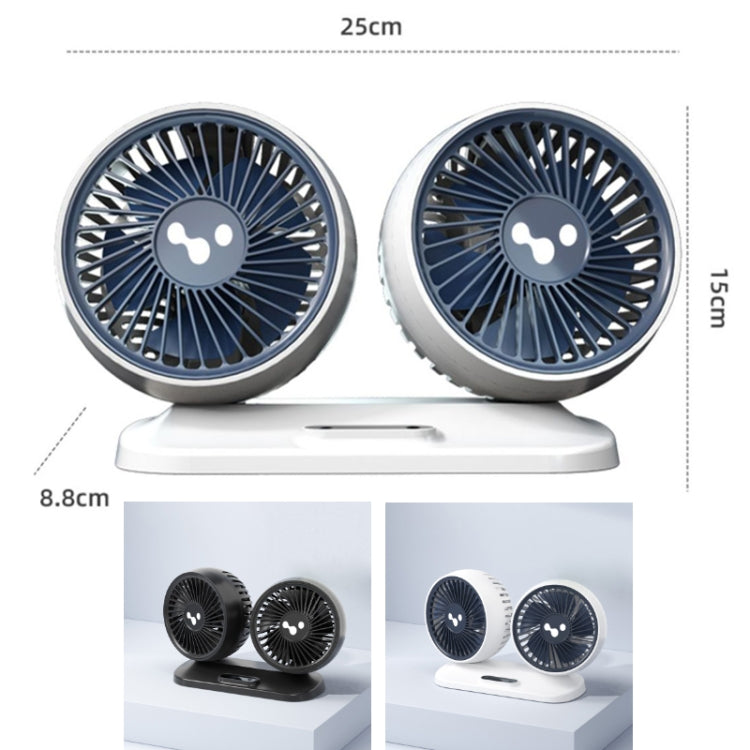 12v/24v Car Fan USB Interface Powerful Double Head Electric Fan(Olive Black) - Heating & Fans by PMC Jewellery | Online Shopping South Africa | PMC Jewellery | Buy Now Pay Later Mobicred