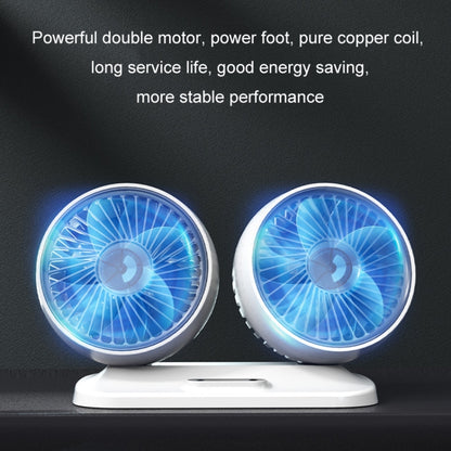 12v/24v Car Fan USB Interface Powerful Double Head Electric Fan(Olive Black) - Heating & Fans by PMC Jewellery | Online Shopping South Africa | PMC Jewellery | Buy Now Pay Later Mobicred