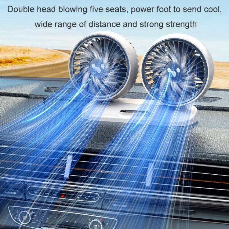 12v/24v Car Fan USB Interface Powerful Double Head Electric Fan(Olive Black) - free shipping - PMC TechLife - Order now!