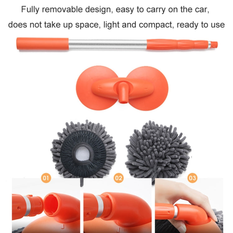 Car Wash Mop Soft Brush Long Handle Telescopic Rotary Car Cleaning Tool(Orange) - Car washing supplies by PMC Jewellery | Online Shopping South Africa | PMC Jewellery