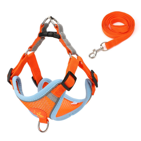 Pet Dog Harness Reflective Anti-break-off Vest-style Leash, Color: Mesh Orange(M) - Leashes by PMC Jewellery | Online Shopping South Africa | PMC Jewellery