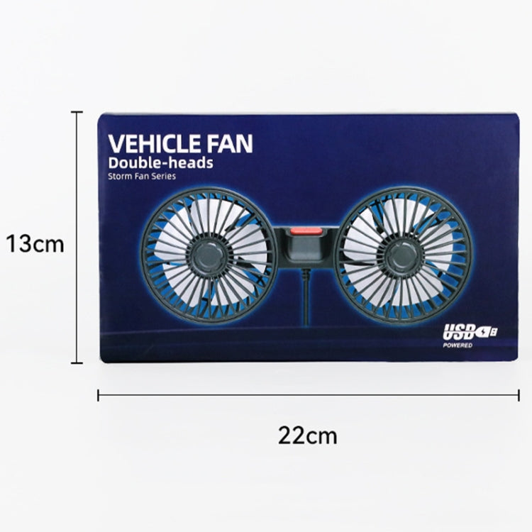 12V/24V Car Rear Seat Back USB Interface Powerful Double-headed Fan(F4207) - Heating & Fans by PMC Jewellery | Online Shopping South Africa | PMC Jewellery | Buy Now Pay Later Mobicred