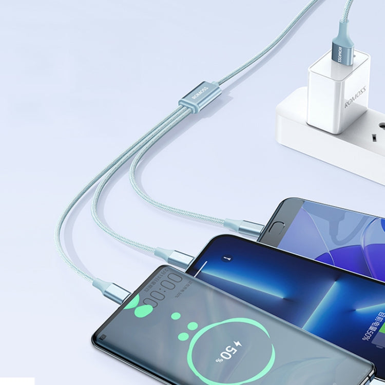 ROMOSS CB25 3 In 1 3.5A  8 Pin + Micro USB + Type C/USB-C Cable 1.5m(Blue) - Multifunction Cable by ROMOSS | Online Shopping South Africa | PMC Jewellery | Buy Now Pay Later Mobicred