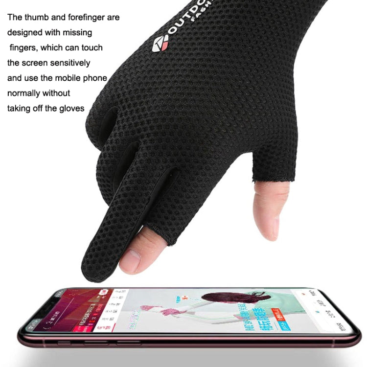 Cycling Thin Sunscreen UV Protection Mesh Breathable Ice Silk Two-finger Gloves(Grey) - Cycling Gloves by PMC TechLife | Online Shopping South Africa | PMC TechLife