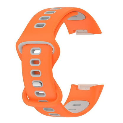 For Fitbit Charge 5 Smart Watch Sports Waterproof Two-Color Silicone Band(Orange Gray) - Watch Bands by PMC Jewellery | Online Shopping South Africa | PMC Jewellery | Buy Now Pay Later Mobicred