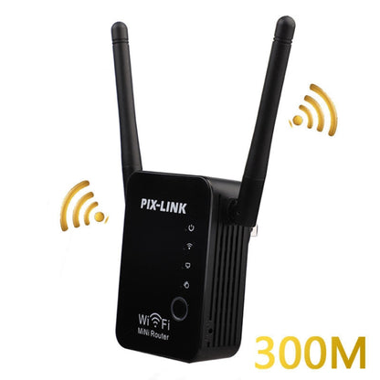 PIX-LINK 2.4G 300Mbps WiFi Signal Amplifier Wireless Router Dual Antenna Repeater(UK Plug) - Broadband Amplifiers by PIX-LINK | Online Shopping South Africa | PMC Jewellery | Buy Now Pay Later Mobicred