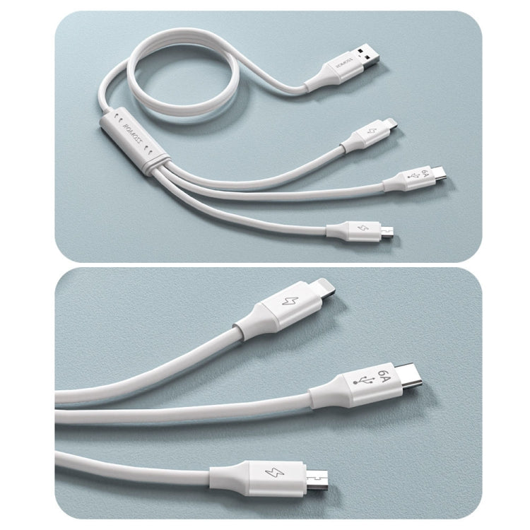 ROMOSS CB251N 66W 8 Pin + USB-C/Type-C + Micro USB 3 In 1 Charging Data Cable (1.8m ) - Multifunction Cable by ROMOSS | Online Shopping South Africa | PMC Jewellery | Buy Now Pay Later Mobicred