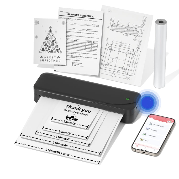 Phomemo M833  300dpi Wireless Bluetooth Thermal Printer Support Multi-Size Thermal Paper(Black) - Printer by Phomemo | Online Shopping South Africa | PMC Jewellery | Buy Now Pay Later Mobicred