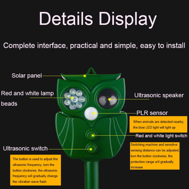 14LEDs Solar Ultrasonic Rat Repeller Outdoor Multifunctional Infrared Sensor Repeller - Outdoor Insect Repellent by PMC TechLife | Online Shopping South Africa | PMC TechLife | Buy Now Pay Later Mobicred