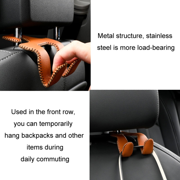 Car Double Hook Stainless Steel Rear Headrest Mobile Phone Holder(Black) - Auto Fastener & Clips by PMC Jewellery | Online Shopping South Africa | PMC Jewellery | Buy Now Pay Later Mobicred