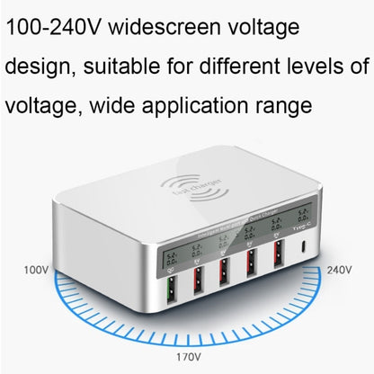 818F 5 USB Ports + Type-C Multifunctional Multi-Port Wireless Charger, Style: UK Plug (White) - Multifunction Charger by PMC Jewellery | Online Shopping South Africa | PMC Jewellery | Buy Now Pay Later Mobicred