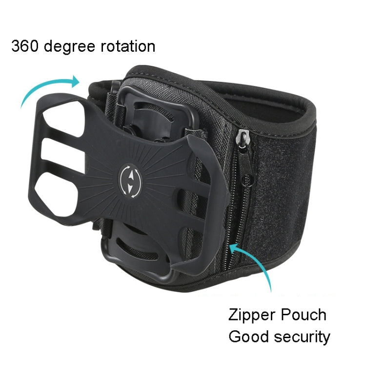 For 4.5-7 inch Phone Zipper Pocket Removable Rotating Arm Belt Bag Running Riding Phone Case(8 Claw Black) - Other by PMC Jewellery | Online Shopping South Africa | PMC Jewellery