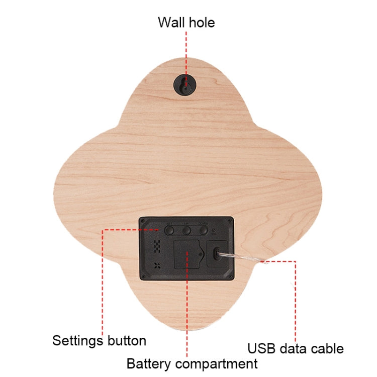 G236 LED Digital Display Flower Shape Living Room Wall Clock(Cotton Linen) - Wall Clock by PMc TechLife | Online Shopping South Africa | PMc TechLife | Buy Now Pay Later Mobicred