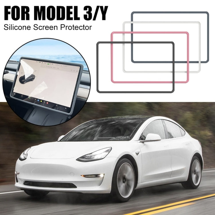 For Tesla Model3/Y Screen Bumper Protective Cover Silicone Frame(Gray) - Car Interior Mouldings by PMC Jewellery | Online Shopping South Africa | PMC Jewellery | Buy Now Pay Later Mobicred