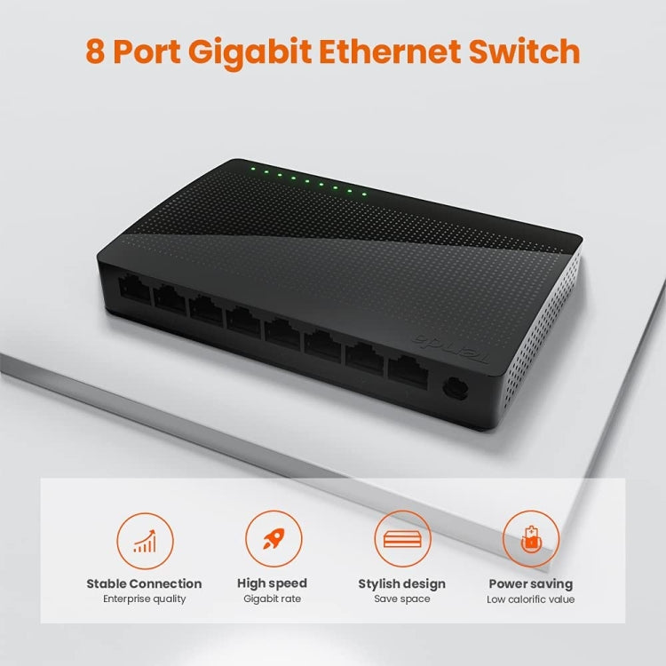 Tenda SG108 100/1000M Desktop Network Switch 8 Port Gigabit Desktop Switch Ethernet Switch LAN Hub(EU Plug) - Network Hubs by Tenda | Online Shopping South Africa | PMC Jewellery | Buy Now Pay Later Mobicred