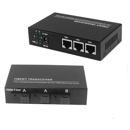 3 Fiber Port & 3 LAN Port 10/100Mbps Ethernet Switch Fiber Optic Switch - Fiber Receiver by PMC Jewellery | Online Shopping South Africa | PMC Jewellery | Buy Now Pay Later Mobicred