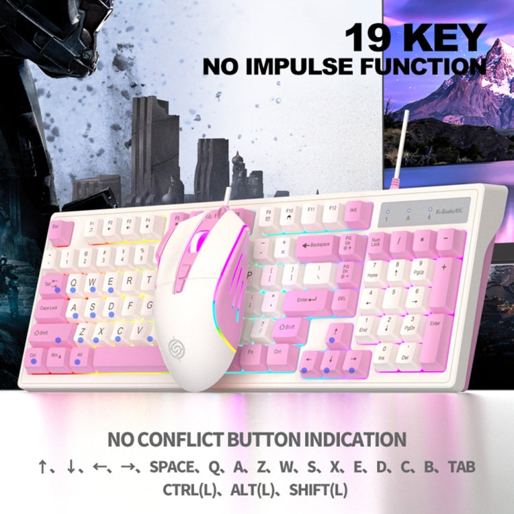 K-Snake Wired E-Sports Keyboard Mouse Mechanical Feel 98 Key Desktop Computer Notebook Keyboard, Style: Keyboard+Mouse (Pink) - Wired Keyboard by K-Snake | Online Shopping South Africa | PMC Jewellery | Buy Now Pay Later Mobicred