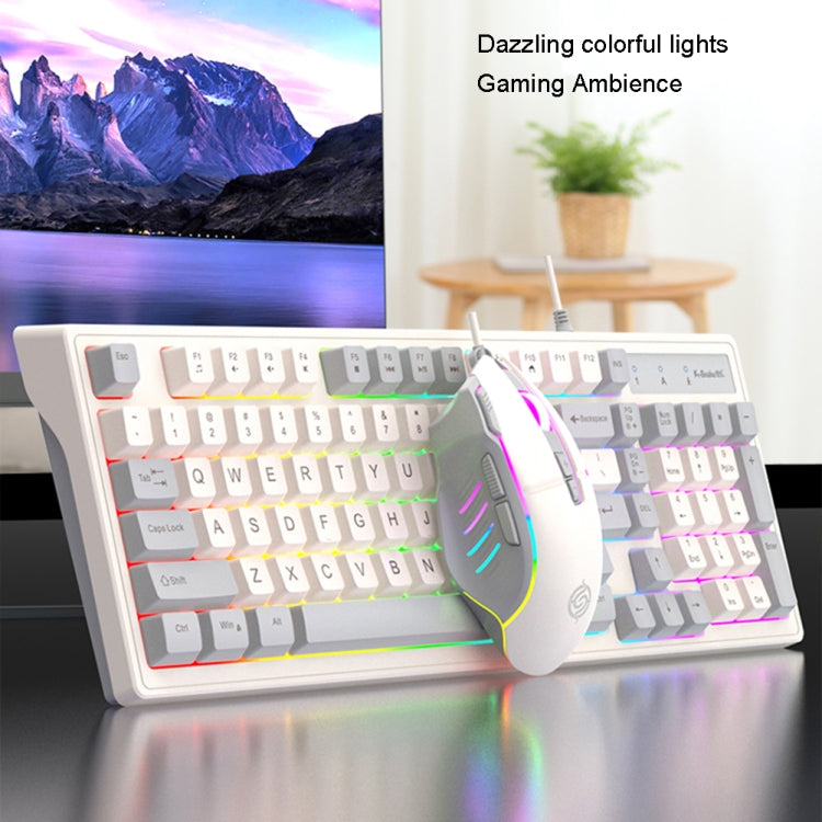 K-Snake Wired E-Sports Keyboard Mouse Mechanical Feel 98 Key Desktop Computer Notebook Keyboard, Style: Keyboard+Mouse (Pink) - Wired Keyboard by K-Snake | Online Shopping South Africa | PMC Jewellery | Buy Now Pay Later Mobicred