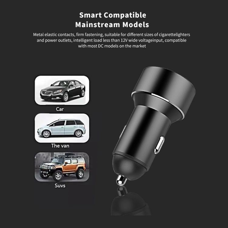 Mini Multifunctional Dual USB Digital Display Car Charger(Grey) - Car Charger by PMC Jewellery | Online Shopping South Africa | PMC Jewellery | Buy Now Pay Later Mobicred