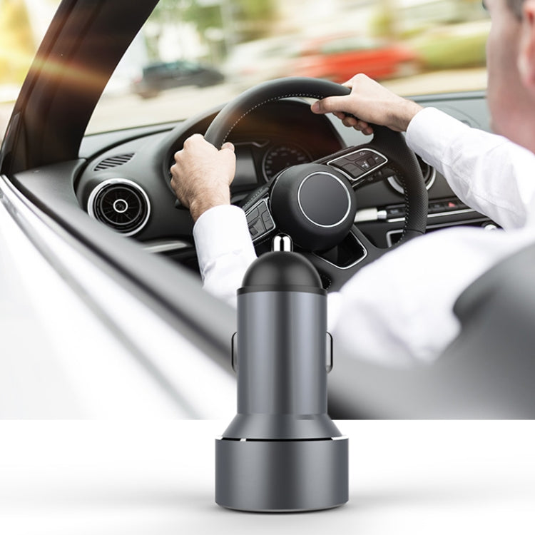 Mini Multifunctional Dual USB Digital Display Car Charger(Grey) - Car Charger by PMC Jewellery | Online Shopping South Africa | PMC Jewellery | Buy Now Pay Later Mobicred