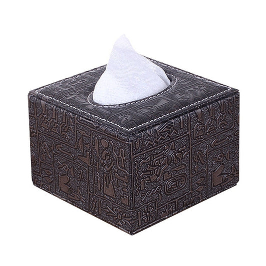 Ancient Pattern Hotel Restaurant Leather Square Paper Box Car Tissue Box - Tissue Boxes by PMC Jewellery | Online Shopping South Africa | PMC Jewellery | Buy Now Pay Later Mobicred