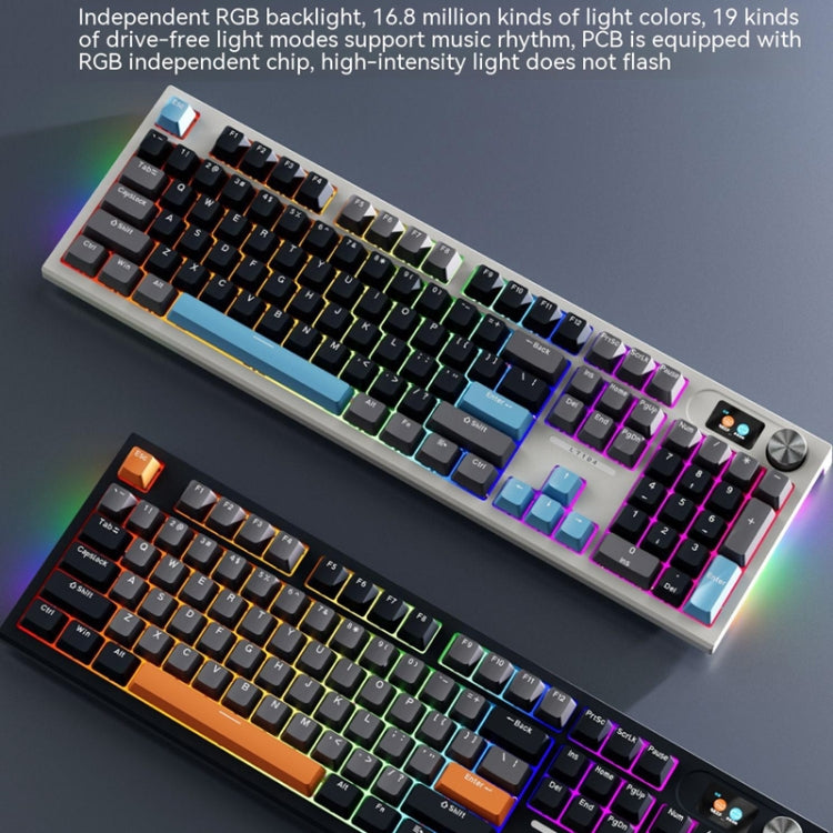 LANGTU LT104 Mechanical Keyboard Backlight Display Flexible DIY Keyboard, Style: Wired Single Mode Silver Axis (White) - free shipping - PMC Jewellery - Order now!