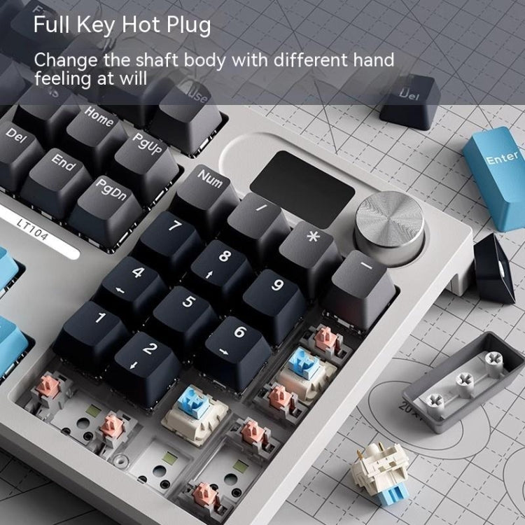 LANGTU LT104 Mechanical Keyboard Backlight Display Flexible DIY Keyboard, Style: Wired Single Mode Silver Axis (White) - free shipping - PMC Jewellery - Order now!