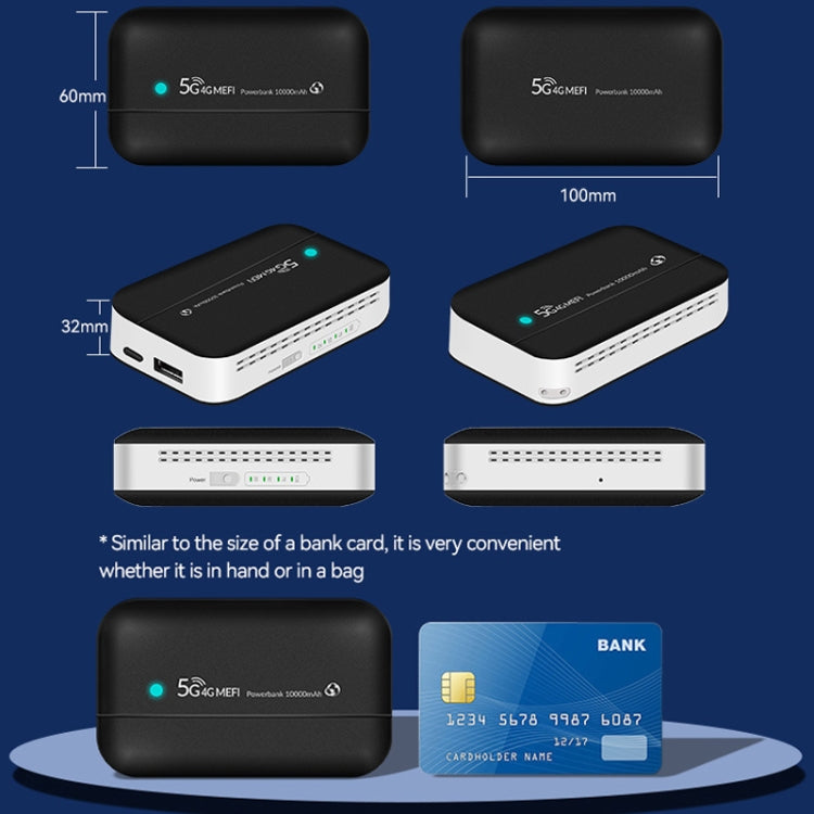 PW100 4G LTE Mobile Router USB Hotspot Portable Power Bank Pocket Wireless WIFI(Black) - Wireless Routers by PMC Jewellery | Online Shopping South Africa | PMC Jewellery | Buy Now Pay Later Mobicred