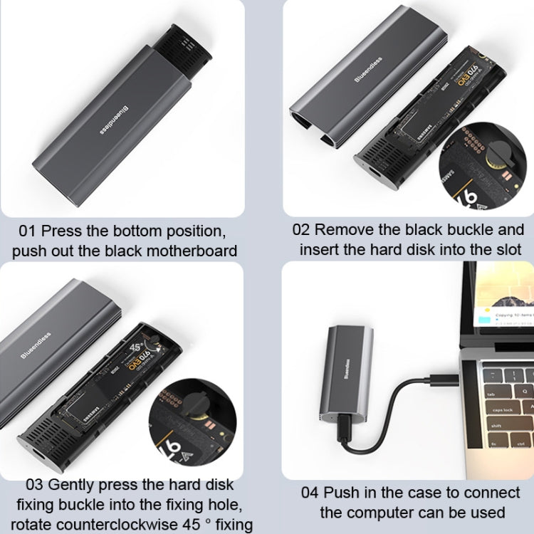 Blueendless 2810 General Dual Protocol Wiring C-A M.2 Mobile Hard Disk Case SSD External Solid Hard Drive Enclosure Box - HDD Enclosure by Blueendless | Online Shopping South Africa | PMC Jewellery | Buy Now Pay Later Mobicred