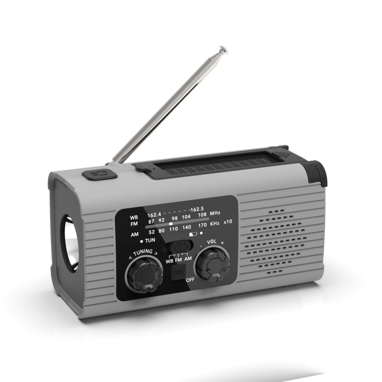 Solar Charging NOAA Emergency Weather Radio with LED Flashlight Reading Lamp, SOS Alarm(Grey) - Radio Player by PMC Jewellery | Online Shopping South Africa | PMC Jewellery | Buy Now Pay Later Mobicred