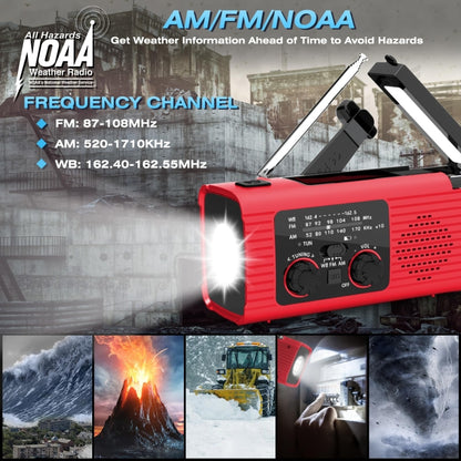 Solar Charging NOAA Emergency Weather Radio with LED Flashlight Reading Lamp, SOS Alarm(Red) - Radio Player by PMC Jewellery | Online Shopping South Africa | PMC Jewellery | Buy Now Pay Later Mobicred