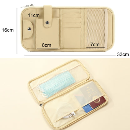 Car Sun Visor Multifunctional Storage Bag Glasses ID Holder(Beige) - Sunglasses & Glasses Clips by PMC Jewellery | Online Shopping South Africa | PMC Jewellery | Buy Now Pay Later Mobicred