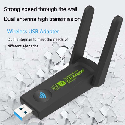 1300Mbps Wireless Network Card Gigabit Dual Band 5G Driverless Computer USB Network Card, Scope: 600m - USB Network Adapter by PMC Jewellery | Online Shopping South Africa | PMC Jewellery