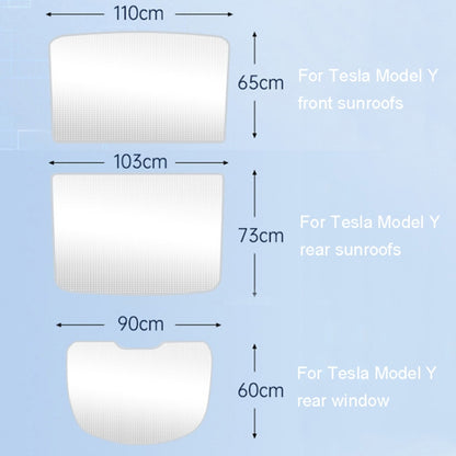 3pcs /Set For Tesla Model Y Ice Crystal Sunshade Car Roof Front And Rear Sunroof Shade(Beige) - Window Foils & Solar Protection by PMC Jewellery | Online Shopping South Africa | PMC Jewellery | Buy Now Pay Later Mobicred