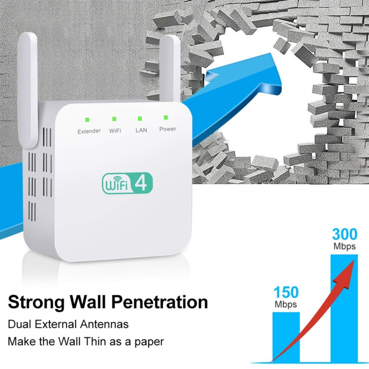 2.4G 300M Wi-Fi Amplifier Long Range WiFi Repeater Wireless Signal Booster EU Plug Black - Broadband Amplifiers by PMC Jewellery | Online Shopping South Africa | PMC Jewellery