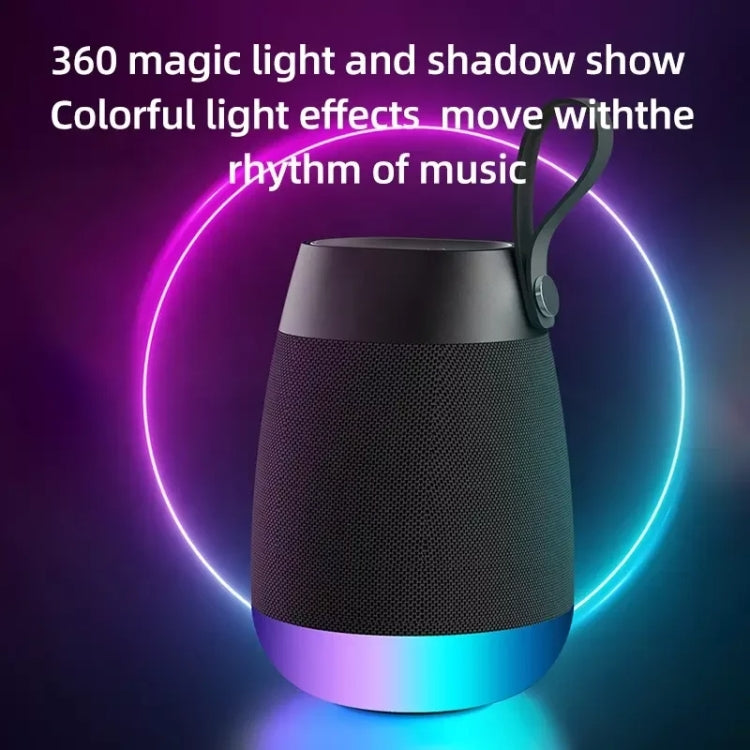 Bluetooth Wireless Fabric Speaker Cylindrical Waterproof Subwoofer With RGB Light(Black) - Desktop Speaker by PMC Jewellery | Online Shopping South Africa | PMC Jewellery | Buy Now Pay Later Mobicred