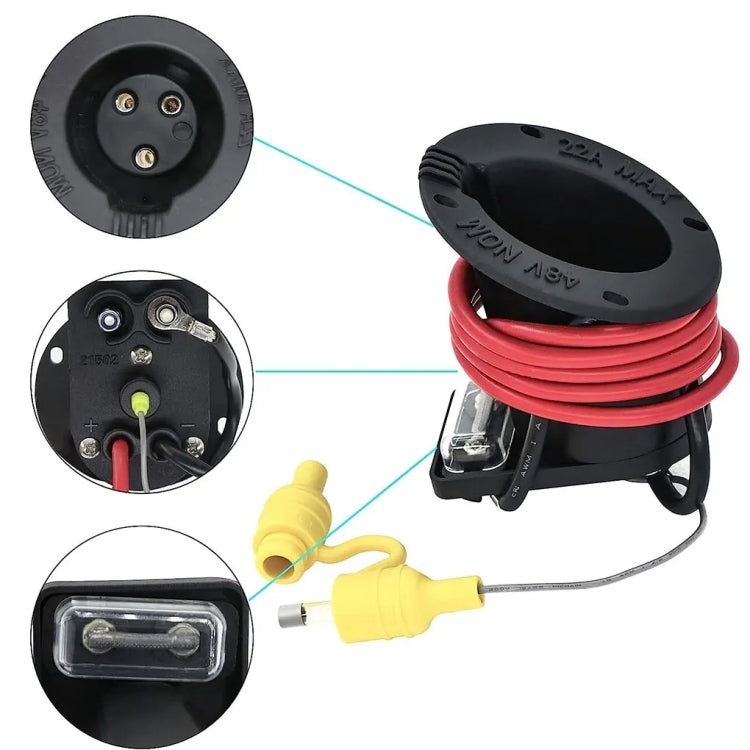 For Club Car DS Golf Cart 48V Charging Outlet 101802101 - EV Charger Accessories by PMC TechLife | Online Shopping South Africa | PMC TechLife