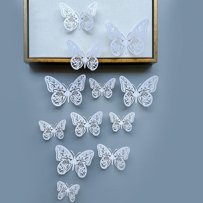 12pcs /Set 3D Simulation Skeleton Butterfly Stickers Home Background Wall Decoration Art Wall Stickers, Type: C Type White - Ornaments by PMC Jewellery | Online Shopping South Africa | PMC Jewellery