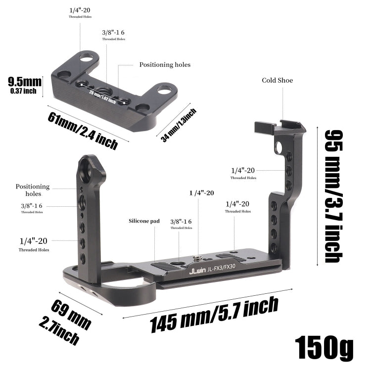 For Sony FX30 FX3 Camera JLWIN Protection Cage Stabilizer Rig, Spec: Rabbit Cage + Top Board - free shipping - PMC TechLife - Order now!