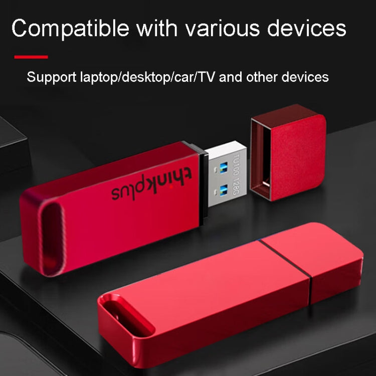 Lenovo Thinkplus TU100 USB3.1 High Speed Flash Drive Mini USB Memory Disk With Metal Plug And Cap, Capacity: 128G(Red) - USB Flash Drives by Lenovo | Online Shopping South Africa | PMC Jewellery | Buy Now Pay Later Mobicred