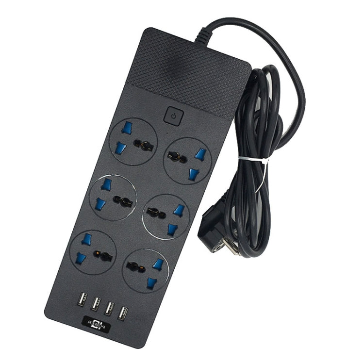 TB-T12 3000W 2m 4-USB Ports + 6-Jacks Multifunctional Flame-Retardant Socket With Switch(UK Plug) - Extension Socket by PMC Jewellery | Online Shopping South Africa | PMC Jewellery | Buy Now Pay Later Mobicred