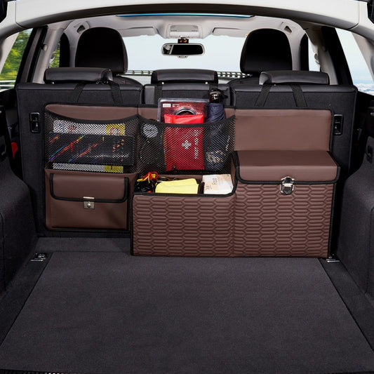 Car Multi-function Leather Trunk Foldable Storage Box(Coffee) - Stowing Tidying by PMC Jewellery | Online Shopping South Africa | PMC Jewellery | Buy Now Pay Later Mobicred