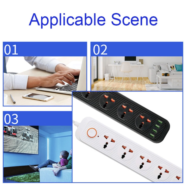 A03 2m 3000W 5 Plugs + 4-USB Ports Multifunctional Flame-retardant Socket with Switch(US Plug) - Extension Socket by PMC Jewellery | Online Shopping South Africa | PMC Jewellery | Buy Now Pay Later Mobicred