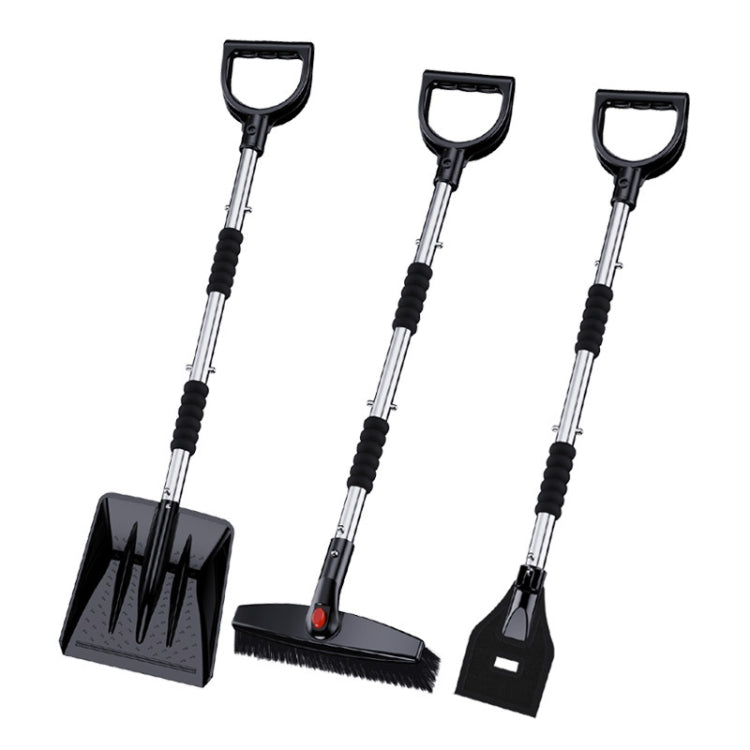 3-in-1 Car Snow Shovel Brush Kit Stainless Steel Retractable Ice Scraper(Black) - Ice Scraper by PMC Jewellery | Online Shopping South Africa | PMC Jewellery | Buy Now Pay Later Mobicred